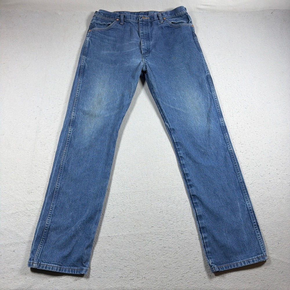Vintage Wrangler Jeans Men‎ 38x36 Straight Leg Blue Denim Starched Workwear